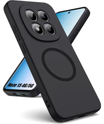 Image de Coque Silicone pour Xiaomi Redmi Note 15 5G/4G, Anti-Rayures avec Cercle Magnétique - Noir