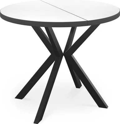 Produktbild von Runder Ausziehbar Tisch für das Esszimmer - Tischrand Schwarzes Nachbildung - 100 oder 120 cm - Ausziehbarer Tisch mit Pulverbeschichteten Schwarzen Metallbeinen - 120 cm - Weiß