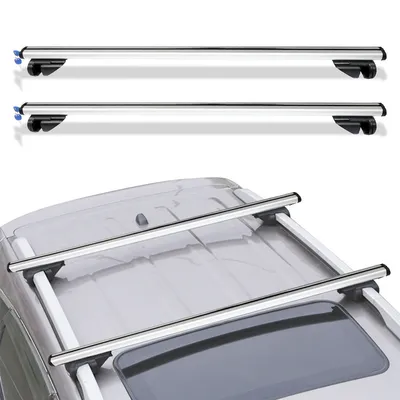 Image de Barres de toit Yakimz Clip en plastique Coussins en caoutchouc Barres de toit avec clé Porte-bagages en aluminium