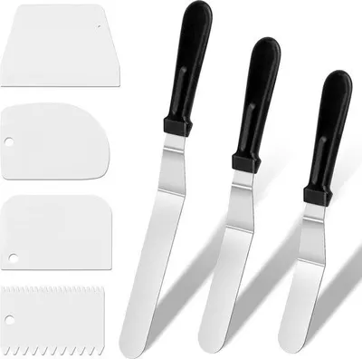 Produktbild von Famanu Set von 3 Spritzspateln mit 4 Taartgladstrijkern - verschiedene Größen