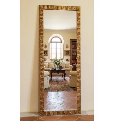 Produktbild von MO.WA Spiegel Wandspiegel Ganzkörperspiegel 55x145 Lehnspiegel Modern Holzrahmen Vertikal und Quer, Finitur Antik Gold Flurspiegel Garderobespiegel