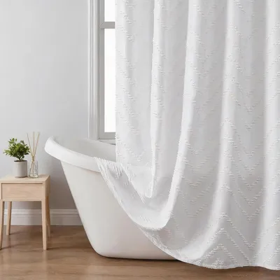 Image de Rideau de douche blanc, lavable et résistant à la moisissure, 183 x 198 cm