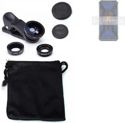 Produktbild von K-S-Trade Smartphone Kamera Linsen Set Kompatibel mit Doogee S95 Pro 3in1 Clip-On Kamera Adapter Macro Weitwinkel FishEye Fischauge Objektiv Linse