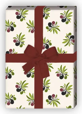 Produktbild von Nettes, leckeres Geschenkpapier zum Einpacken mit Oliven, beige - G10276, 32 x 48cm