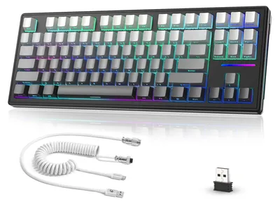 Image de Clavier mécanique TKL - Noir - 87 touches - Connexion Bluetooth 5.0 - Rétroéclairage RGB