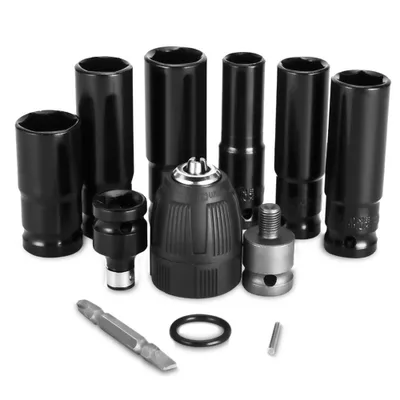 Zdjęcie produktu dla Zestaw 12 śrubokrętów 1/2" Zestaw kluczy nasadowych, adapter wiertarki 10 mm do napraw samochodowych