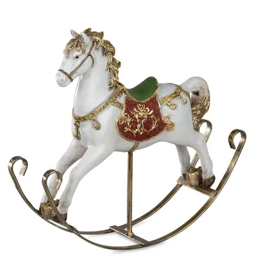 Produktbild von formano Schaukelpferd Weihnachtsdeko 25cm Kunststein Figur Handbemalte Dekofigur