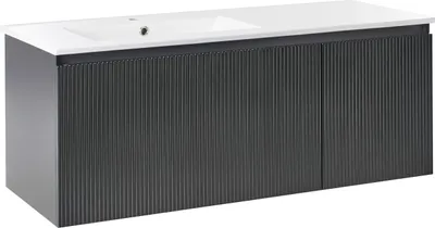 Zdjęcie produktu dla BELIANI Szafka łazienkowa z umywalką czarna MDF wisząca pod umywalkę ceramiczny zlew 120 cm styl nowoczesny