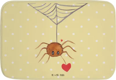 Produktbild von Mr. & Mrs. Panda Badematte Spinne Agathe Liebe - Gelb Pastell - Geschenk, Badteppich, Badezimmerteppich, Liebesbeweis, duschmatte, wannenvorleger, Liebesgeschenk