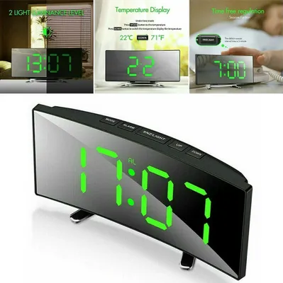 Produktbild von LED Digital Wecker Spiegel Tischuhr mit Snooze Wecker Nachtlicht Digitaler Wecker Schlafzimmer große Zahlen