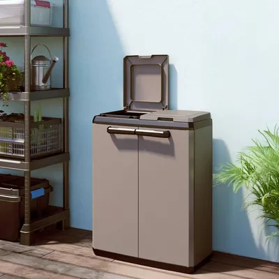 Immagine prodotto di Dmora Pattumiera Rimouski 39x68x85h cm Grigio, Apertura Battente 2 Ante  Italy