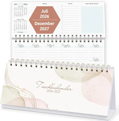 Produktbild von Tischkalender 2026, Wochenplaner, 1 Woche auf 2 Seiten, für Büro