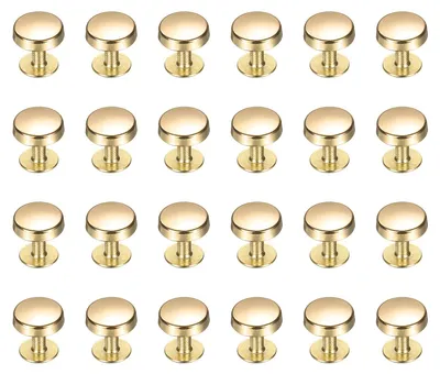 Produktbild von Flachkopf-Knopfnieten - 24 Stück 10 mm Schraubnieten für Lederhandwerk - Gold