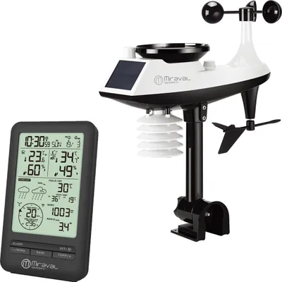 Produktbild von Miraval Profi Funk-Wetterstation mit Wetterhahn Hygrometer Windgeschwindigkeit Temperatur - 4-MV0424