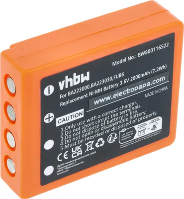 Produktbild von vhbw Akku Ersatz für HBC FBFUB09N, BA223031, BA223001, FUA39, BA223000, BA223030 für Industrie-Funkfernsteuerung Fernbedienung (2000 mAh, 3,6 V, NiMH)
