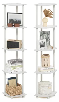Eckregal-Set 2er-Pack, 5-stufig, Weiß, 29,46x146,56x9,30 cm