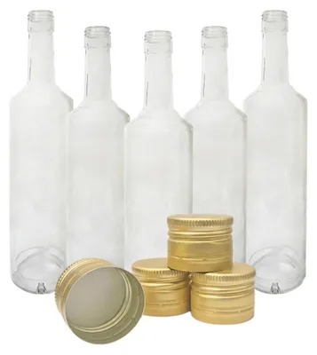 Immagine prodotto di Set di 5 bottiglie di vetro da 750 ml con tappi a vite
