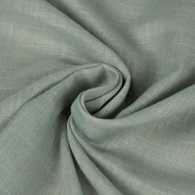 Produktbild von Gardinenstoff Meterware Leinenstruktur Soft halbtransparent salbeigrün 145cm