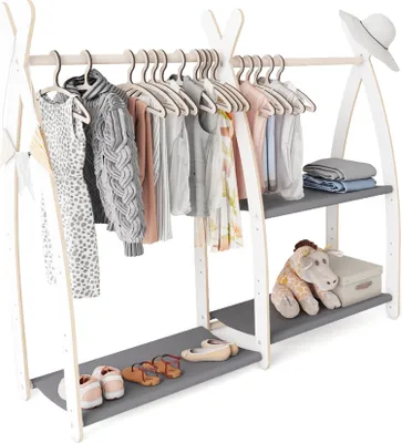 Produktbild von Kleiderstange Baby Kinderzimmer Kinderkleiderstange Grau Baby Garderobe 100% ECO