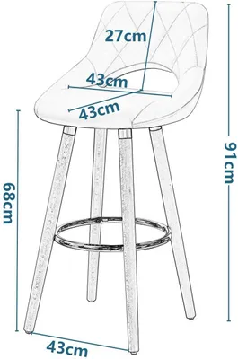 Image de Tabouret de bar avec dossier et repose-pieds en similicuir, couleur gris | 43x43x91 cm