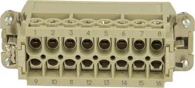 Immagine prodotto di HARTING Han 16A inserto maschio (M) connessione a vite, 16 poli + PE 250 V, 16 A - 1 pezzo