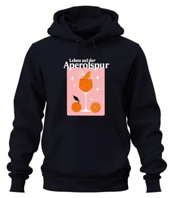 Produktbild von Leben auf der Aperolspur Aperol Spritz Sommer Orangen Hoodie Kapuzenpullover, Navy, L