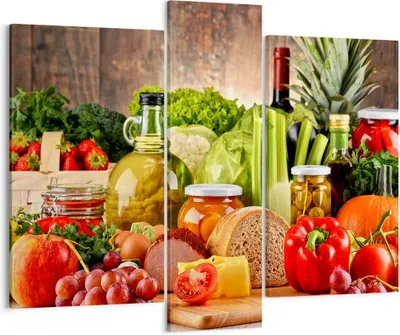 Produktbild von Bild auf Leinwand - Leinwandbild - Lebensmittel Gemüse Brokkoli Fleisch - 95x80cm - Wand Bild - Wanddeko - Leinwanddruck - Bilder - Kunstdruck - Leinwand bilder - Wandkunst - CB95x80-3182