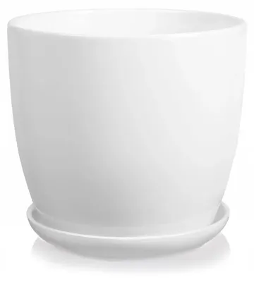 Produktbild von Polnix Keramik-Blumentopf weiß mit Untersetzer 17x16 cm