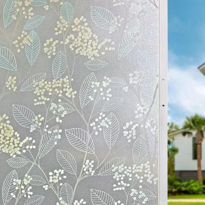 Productafbeelding van Famanu raamfolie - Privacyfolie - Bladmotief - 30x200 cm - Mat