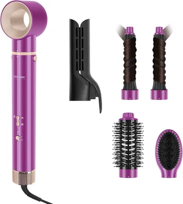 Produktbild von 6 IN 1 Airstyler Set Ionen Haartrockner Set, 110,000 RPM Hochtouriger Motor,für Trocknen,Glätten,Volumen,Locken Automatisches Locken mit Coanda-Effekt