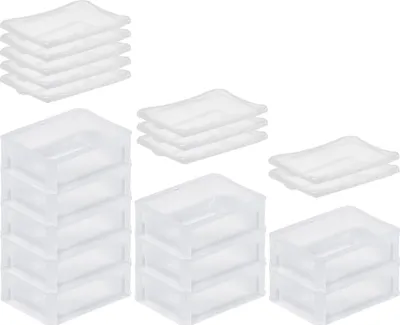 Produktbild von SuperSparSet 10x Transparenter Eurobehälter BasicLine mit geschlossenem Griff und Klickdeckel | HxBxT 7x15x20cm | 1,3 Liter | Eurobox, Transportbox, Transportbehälter, Stapelbehälter