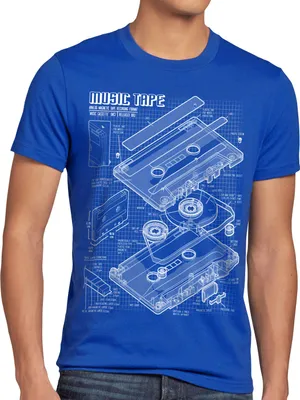 Produktbild von style3 Tape Blaupause Herren T-Shirt dj musikkassette turntable retro