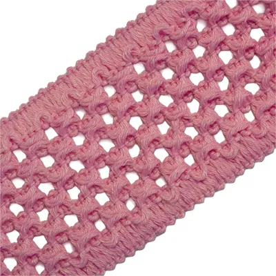 Elastisches Baumwollband Klöppeloptik ab 1m x 45mm Schrägband Klöppelspitze Stretch Elastisch Meterware rosa