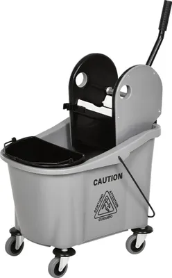 Produktbild von Wischwagen mit Mopp-Presse, 36L, Wassertrennwand, 4 Rollen, Schwarz/Grau