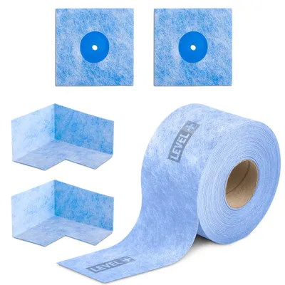 Zdjęcie produktu dla Zestaw do Hydroizolacji Taśma B04-5mb, Narożniki-2szt, Mankiety 2szt, LEVEL+ SETB22