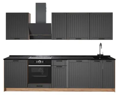 Imagen del producto de Mueble de cocina Vicco Fame-Line Gris oscuro/Roble dorado 280 cm, ET Antracita, Model 64192