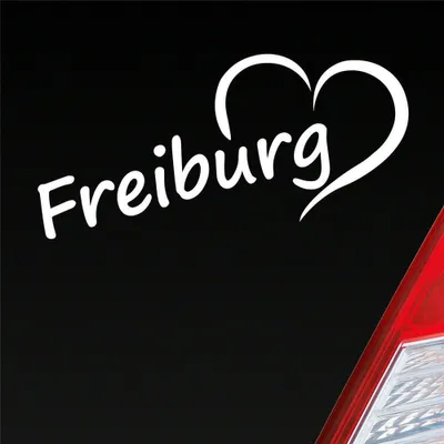 Produktbild von Auto Aufkleber Freiburg Herz Stadt City Liebe Love Heimat 18x8 cm Weiss Glanz Sticker Heckscheibenaufkleber