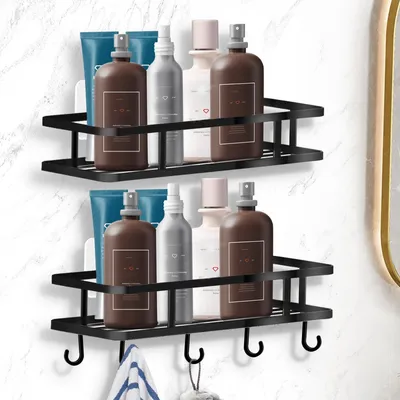 Produktbild von Omgoods – Duschablage ohne Bohren, mit 10 Haken und 8 Aufklebeflächen