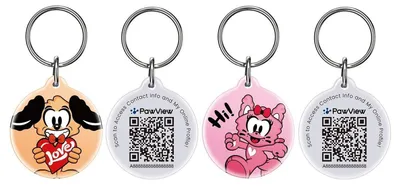 Zdjęcie produktu dla Zestaw dwóch identyfikatorów dla psów z kodem QR, wodoodpornych, możliwość personalizacji, ochrona przed zgubieniem, wykonane z żywicy epoksydowej