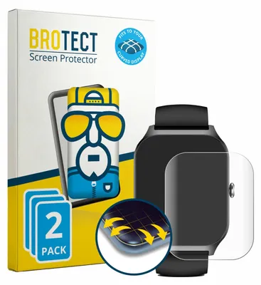 Produktbild von 2x BROTECT Fullscreen Schutzfolie für Kriutefy Smartwatch 1.83" Displayschutz Folie Fullcover Klar Transparent