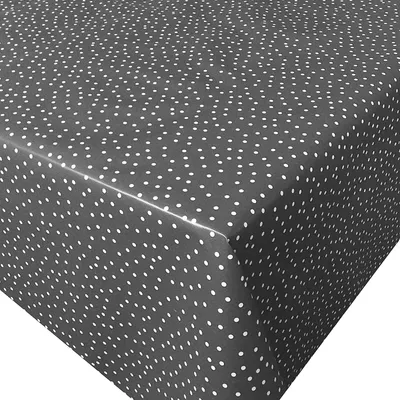 Produktbild von PVC Tischdecke Antonia Grau Anthrazit  Wachstuch · Breite & Länge wählbar· abwaschbar · kleine Punkte weiss, Größe:120 x 200 cm