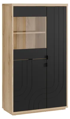 Produktbild von Furniture24 Vitrine L Auriquet Auqv621L-Q362 Vitrinenschrank Wildeiche Natur / Schwarz