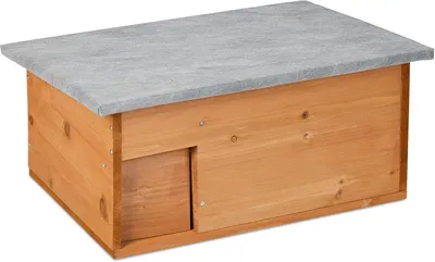 Productafbeelding van Egelhuisje bouwpakket met bodem - Rattenklep - Hout - Oranje - 21 x 46 x 34 cm