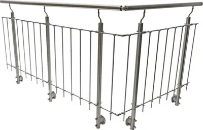 Produktbild von Pertura Geländer-Komplettset Vesta L-Form Edelstahl mit Rundstäben für Seitenmontage B: 15 m