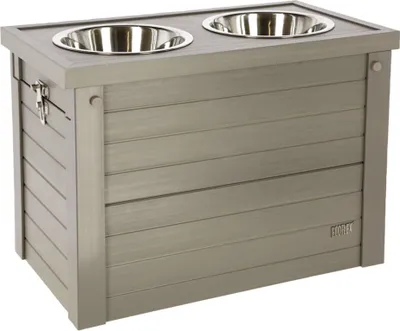 Produktbild von Kerbl ECO-Futter- und Trinkbar (54x30x39,5cm, 2x1200ml) grau/braun 80529