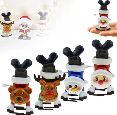 Obrázek produktu pro Little things, Nejnovější vánoční natahovací hračka, Otec Vánoc sněhulák los s hodinovým strojkem, který běhá a skáče (D-4PCS)