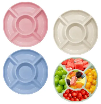 Snackteller-Set, 4er-Pack, 5 Fächer, 22,5 cm, PP, stapelbar