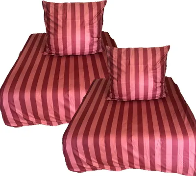 Produktbild von Hochwertige Flanell Bettwäsche Streifen Rot 2tlg.4tlg. diverse Größen: 4tlg. / 155x220cm/ 80x80cm