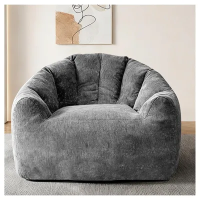 Produktbild von MODFU Einzelsitz Sofa Wellenförmiges Rückenlehnen-Design Loungesofa Flanell für Wohnzimmer und Schlafzimmer Grau