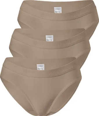 Produktbild von Yenita® Bikinislip 3er Set Damen Slips mit elastischem Logobund L beige